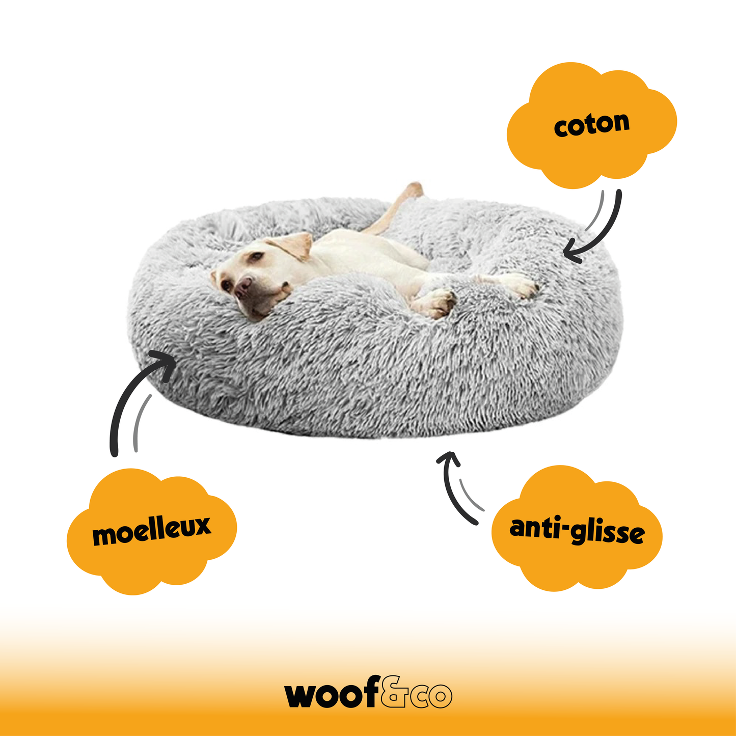 Coussin pour chien et chat gris moelleux en mousse à mémoire de forme
