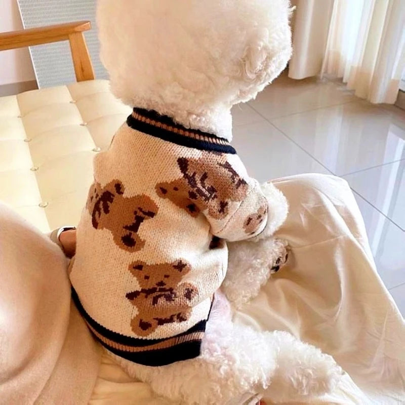 cardigan a motif en laine pour chiens