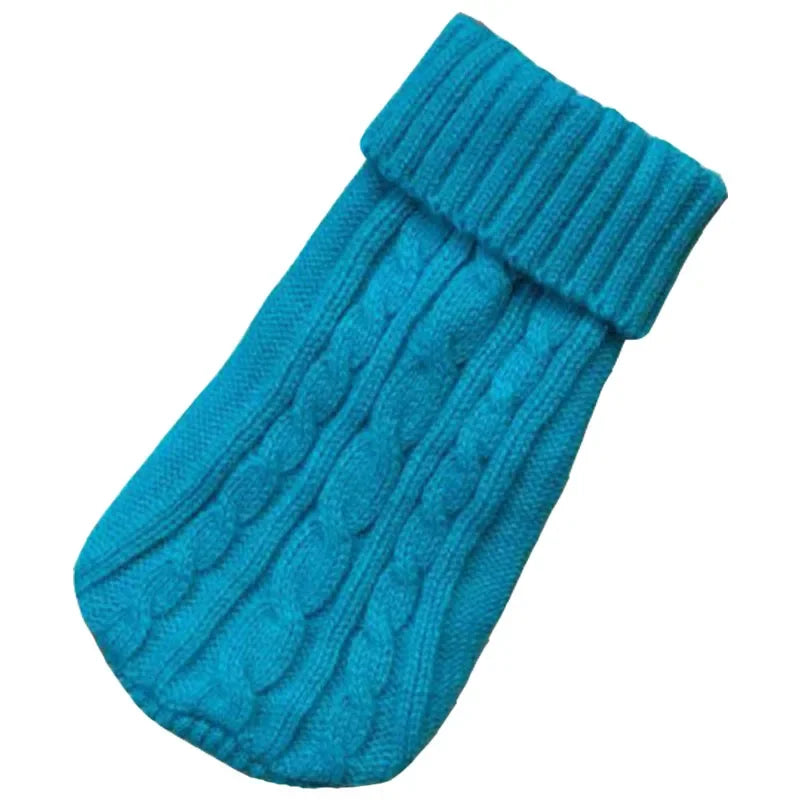 pull col roule en laine bleu turquoise pour chien