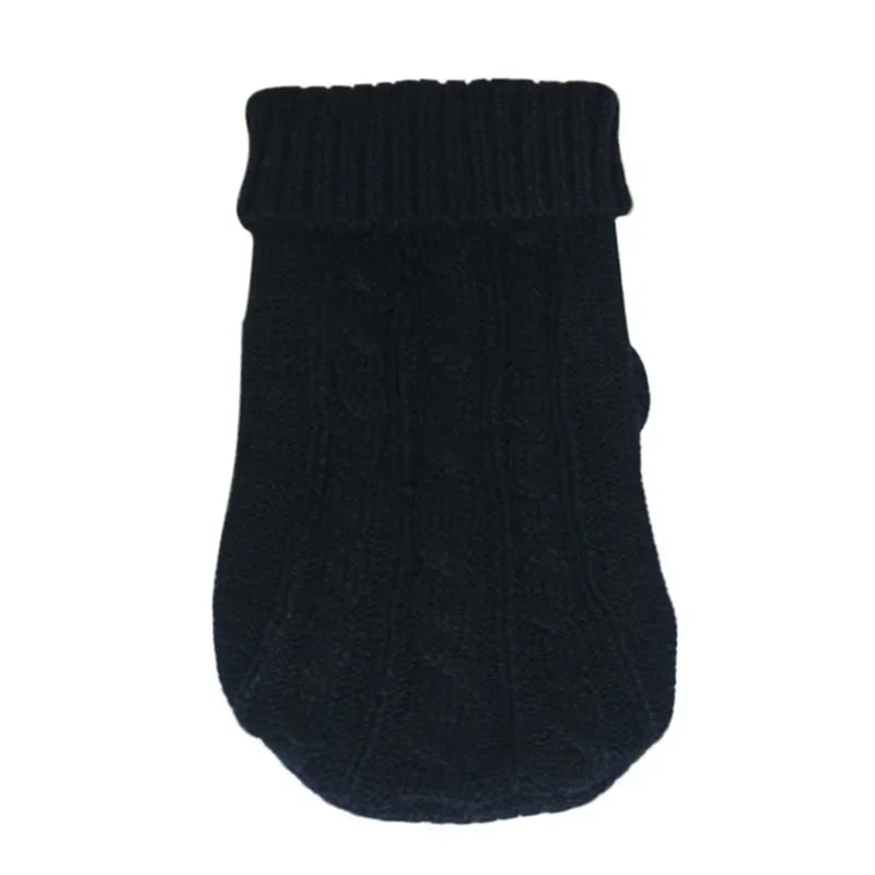 pull col roule en laine noire pour chien
