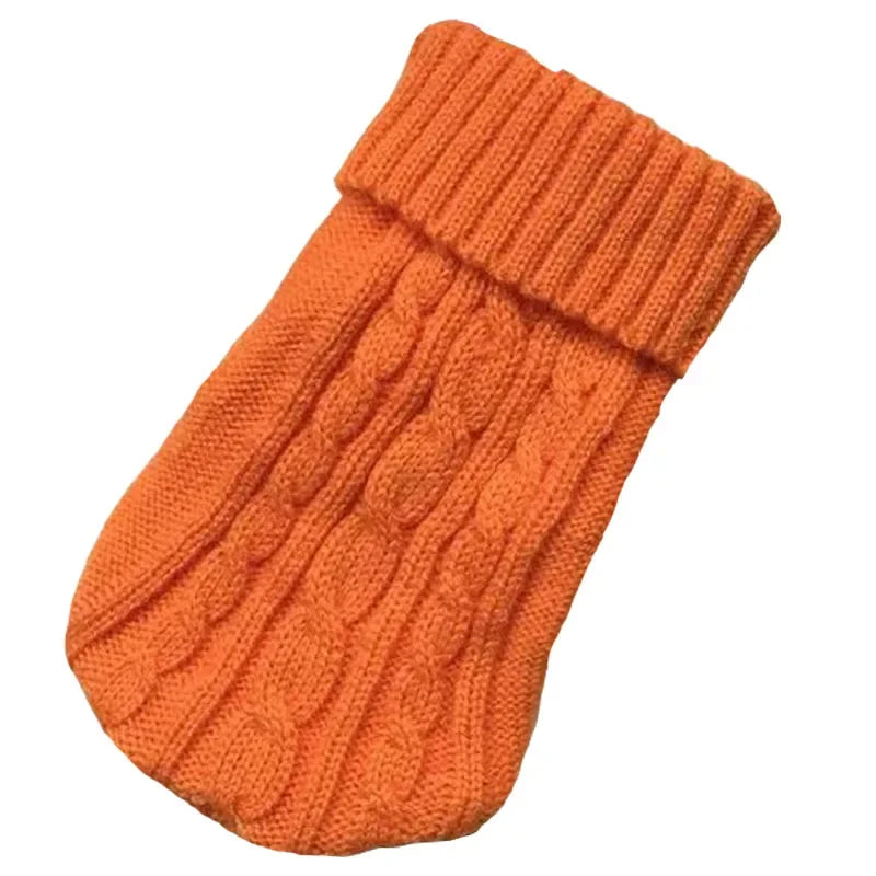 pull col roule en laine orange pour chien