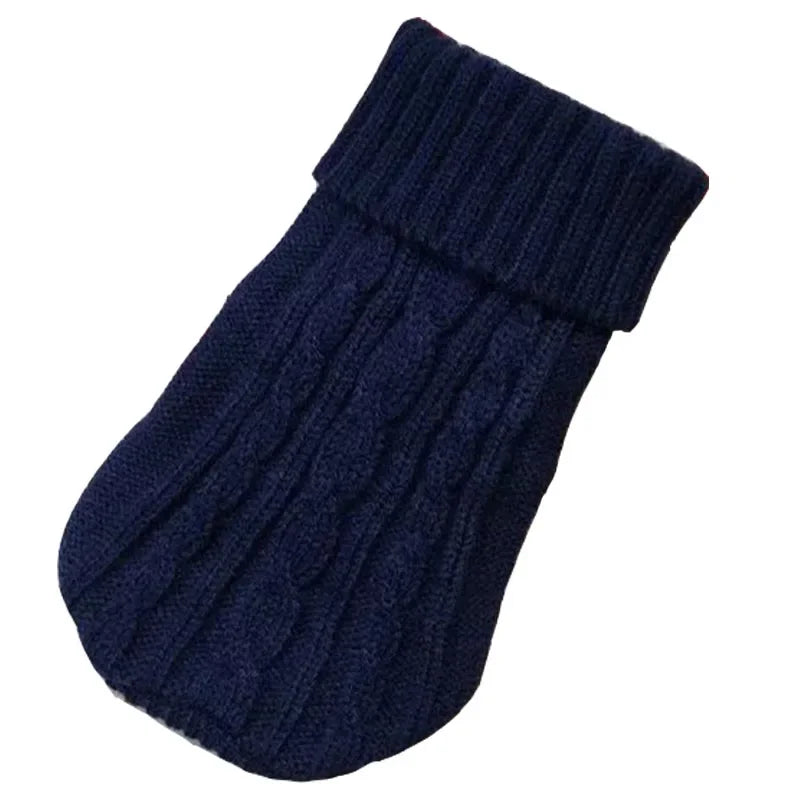 pull col roule en laine pour chien bleu marine