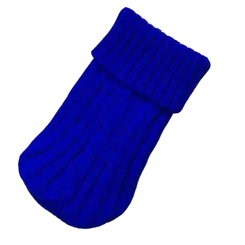 pull col roule en laine pour chien bleu foncé