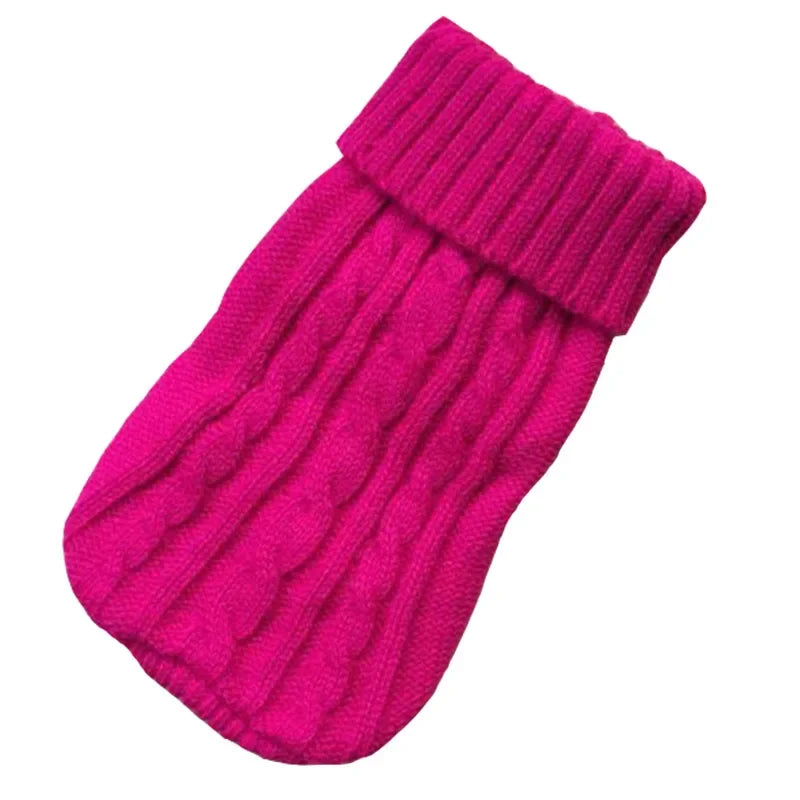 pull col roule en laine rose fuschia pour chien