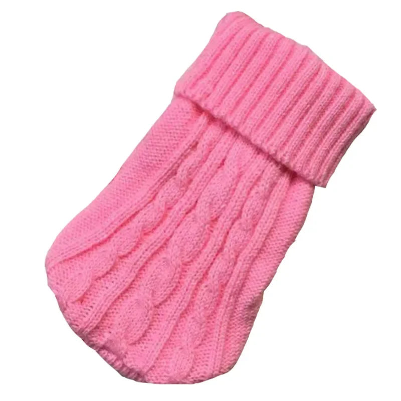 pull col roule en laine rose pour chien