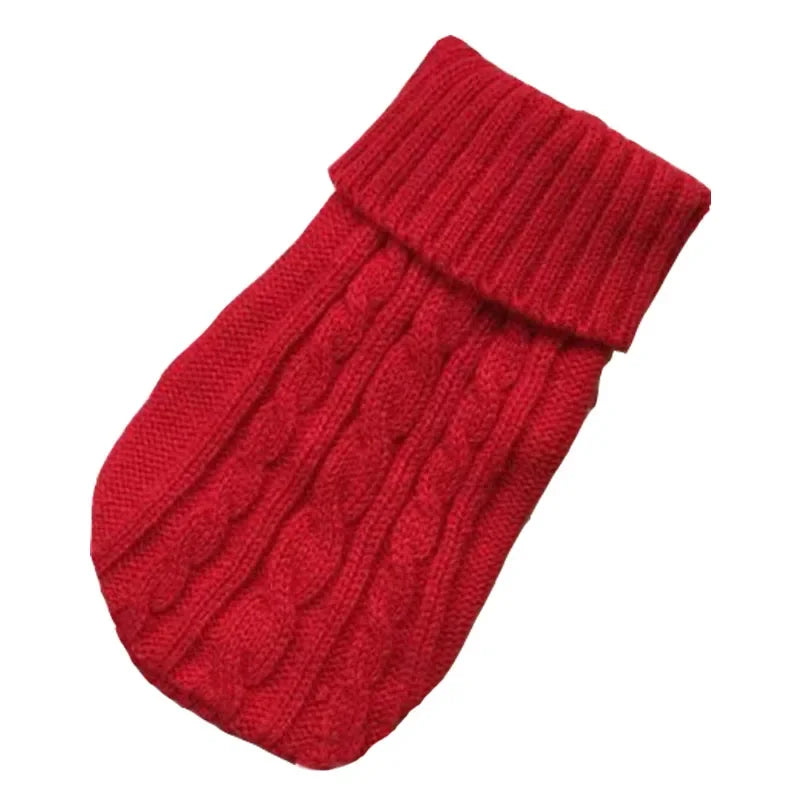 pull col roule en laine rouge pour chien