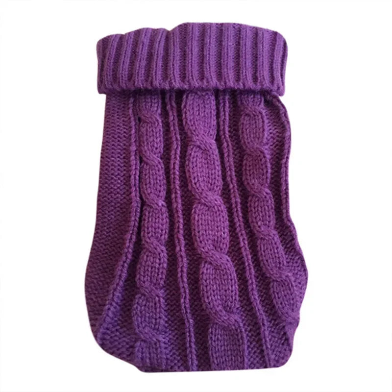 pull col roule en laine orange pour chien